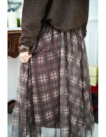 Jupe Carreaux Marron ELODIE