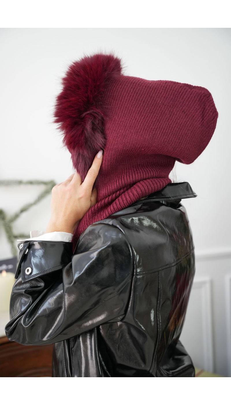 Cagoule Fourrure Bordeaux LYS
