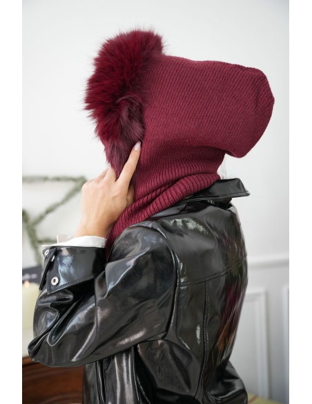 Cagoule Fourrure Bordeaux LYS