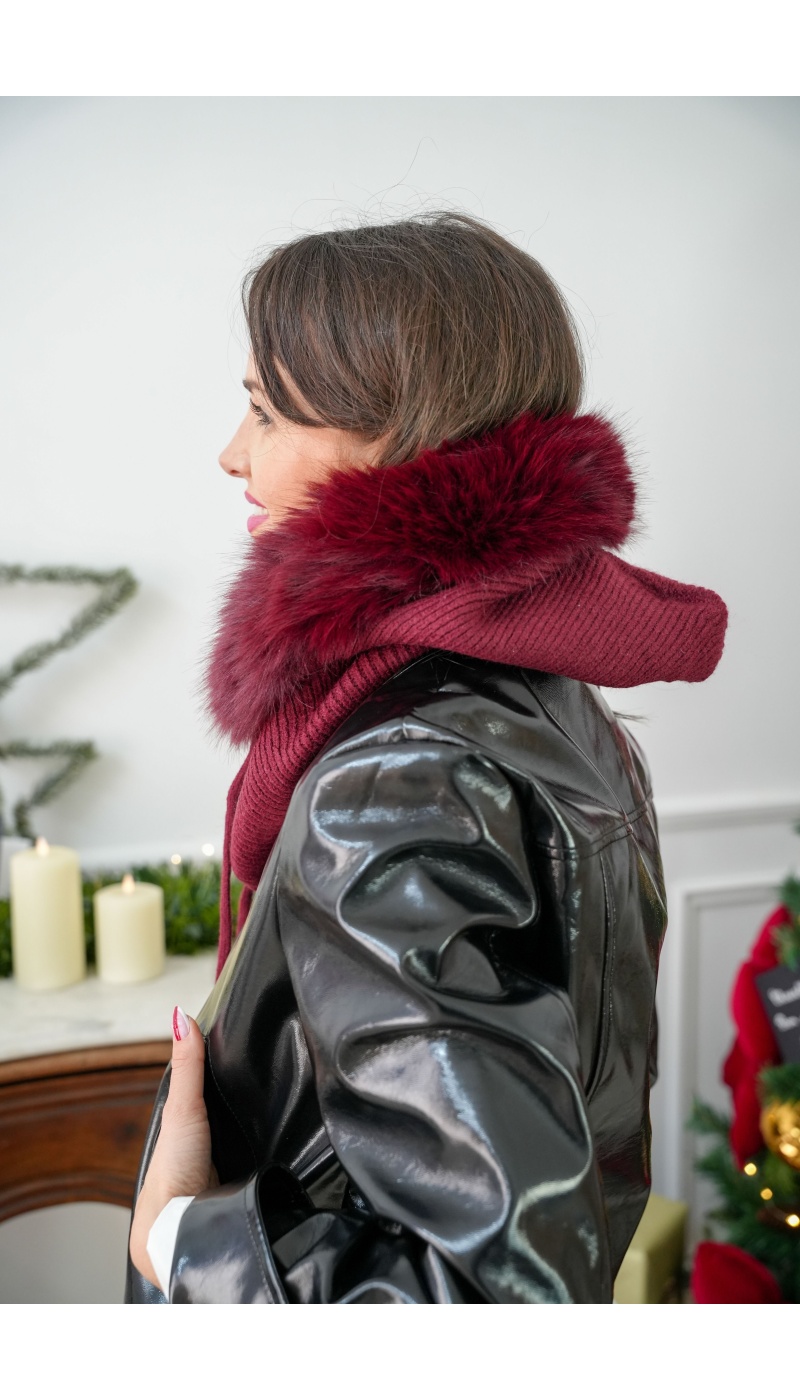 Cagoule Fourrure Bordeaux LYS