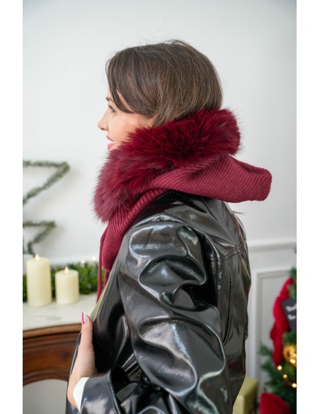 Cagoule Fourrure Bordeaux LYS