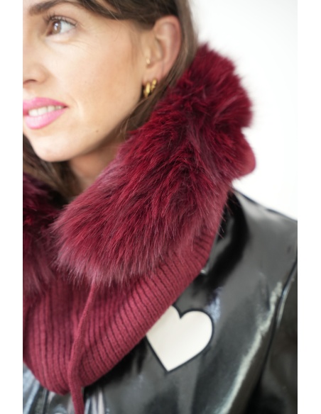 Cagoule Fourrure Bordeaux LYS