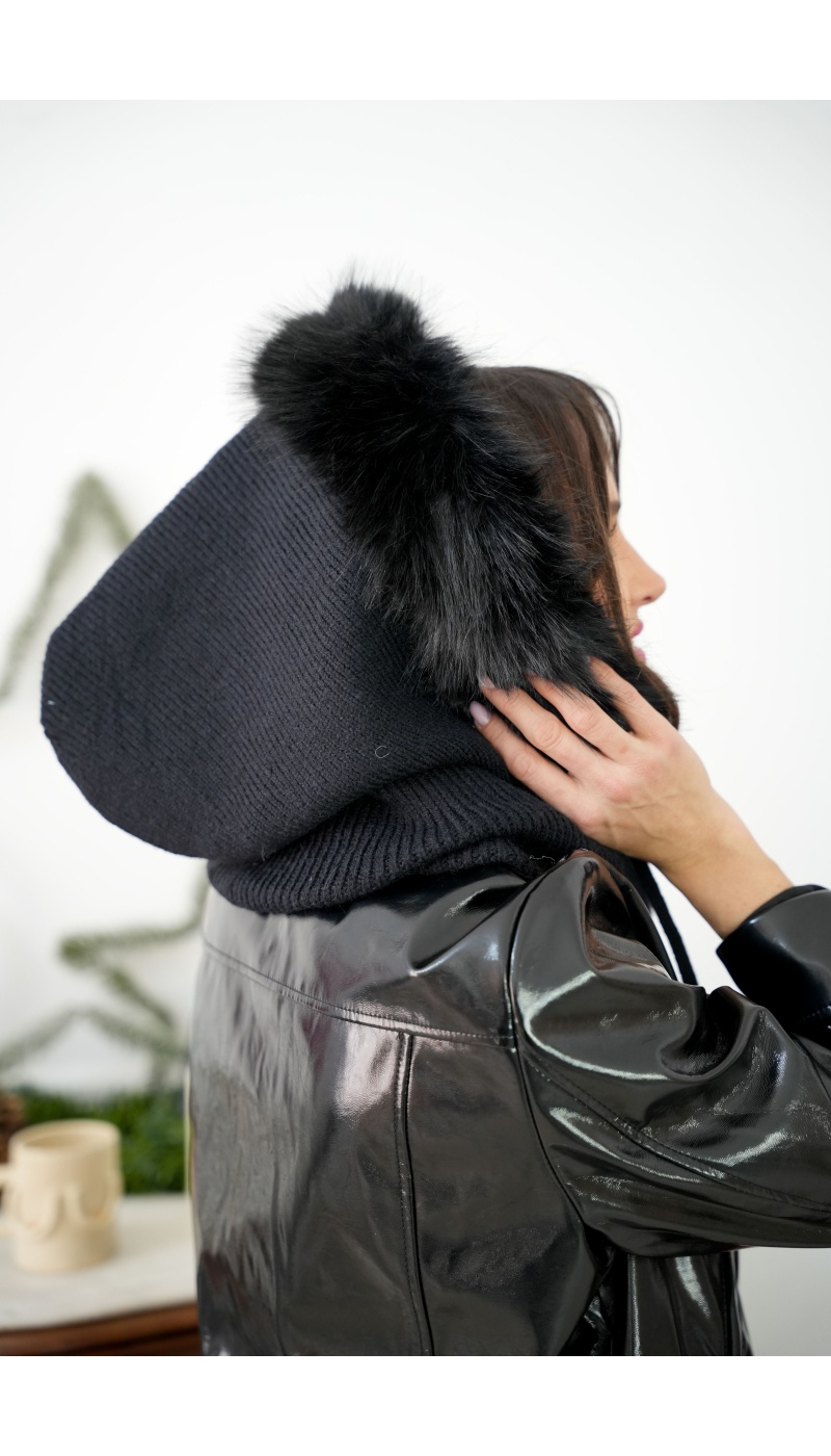 Cagoule Fourrure Noire LYS