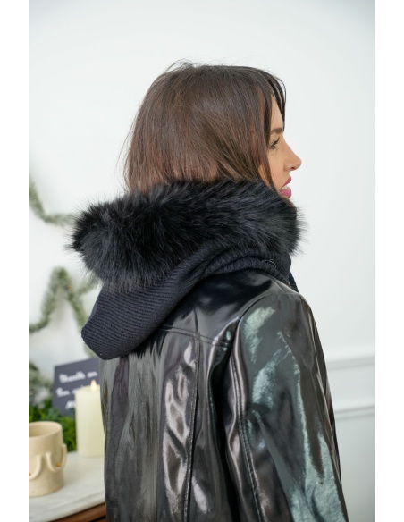 Cagoule Fourrure Noire LYS
