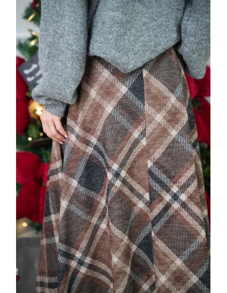 Jupe Carreaux Taupe AVA