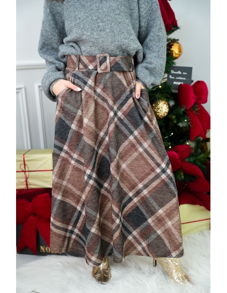 Jupe Carreaux Taupe AVA