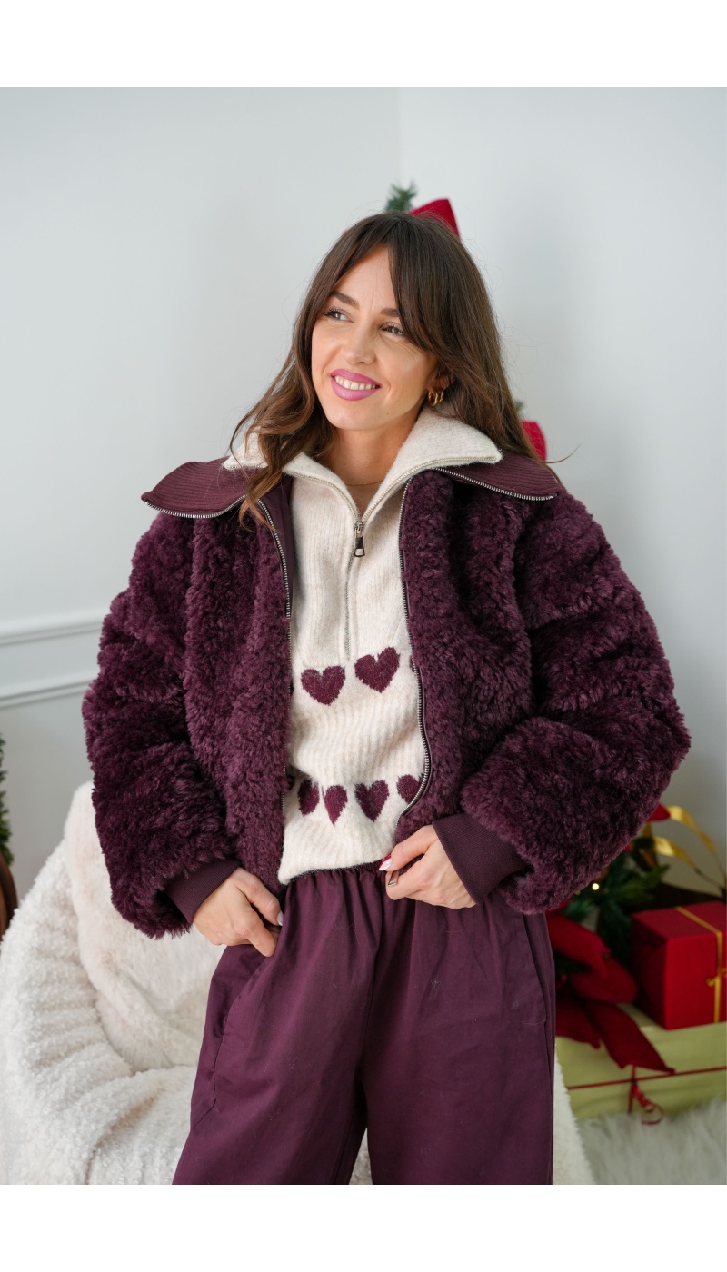 Veste Fourrure Prune VMELLA