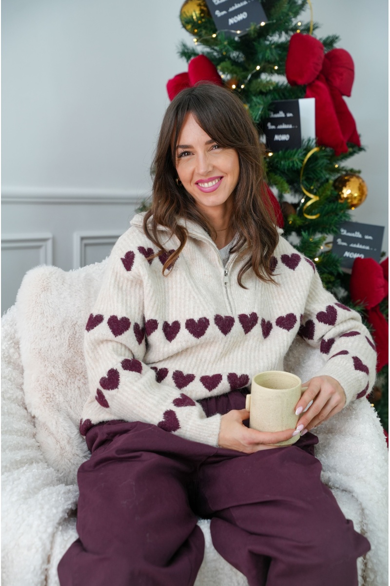 clara h COEUR ECRU PULL FEMME 2