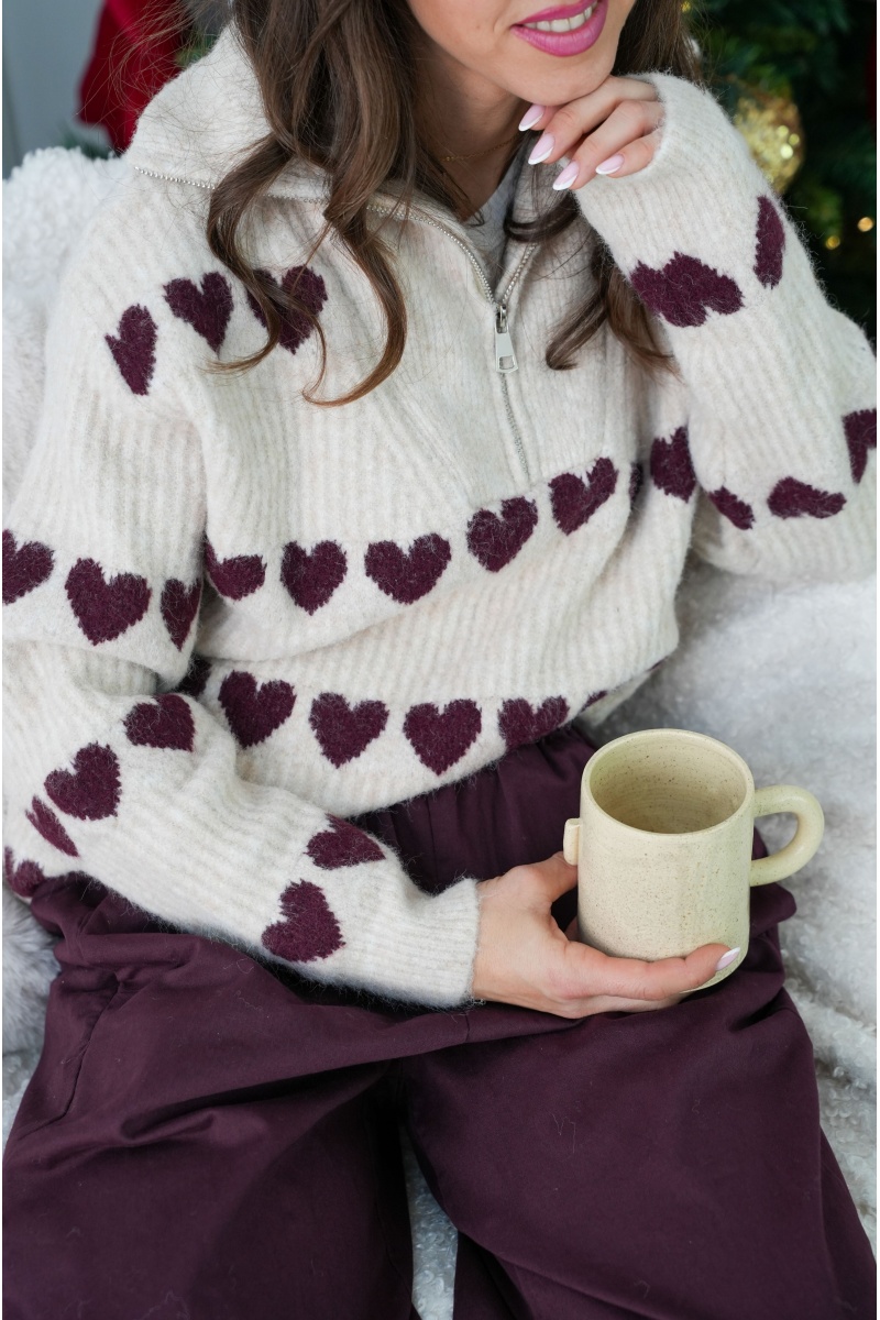 clara h COEUR ECRU PULL FEMME