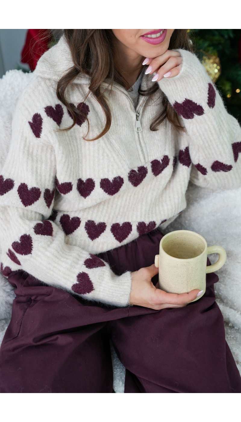 Pull Cœur Ecru HOLLIE