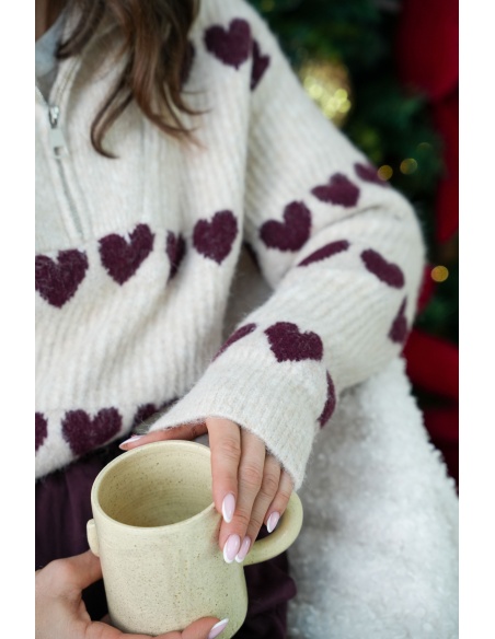 clara h COEUR ECRU PULL FEMME