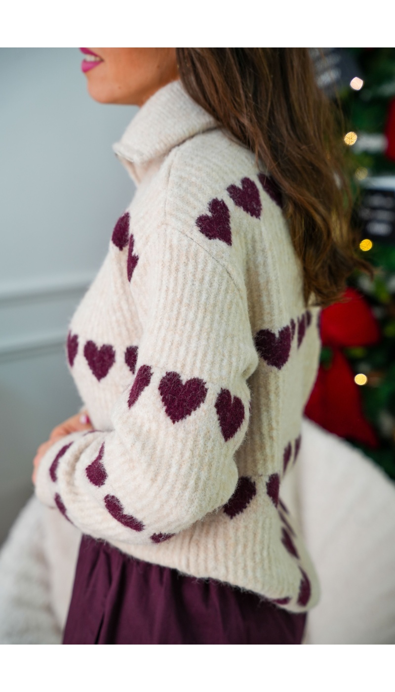Pull Cœur Ecru HOLLIE