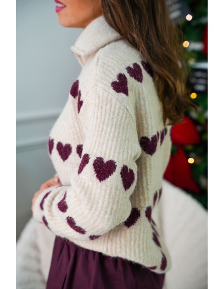 clara h COEUR ECRU PULL FEMME