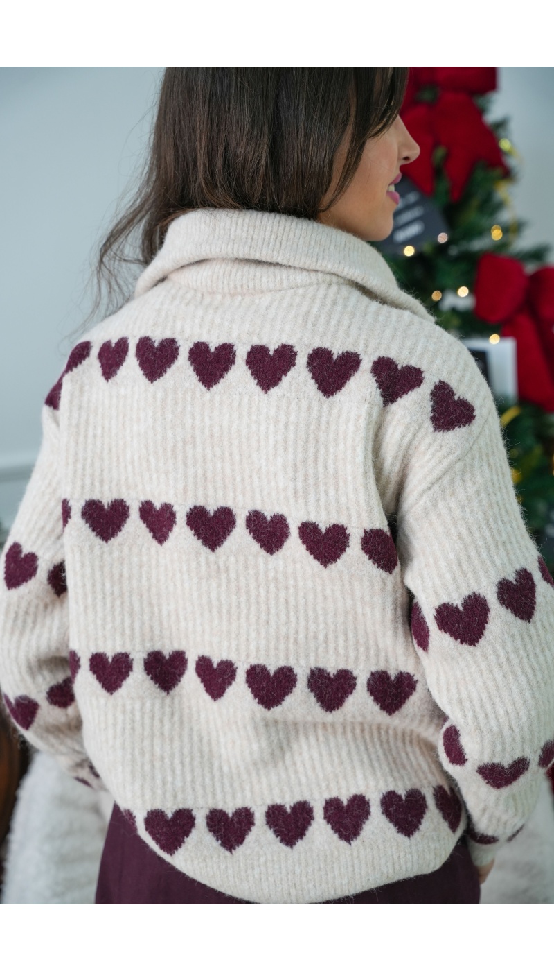Pull Cœur Ecru HOLLIE