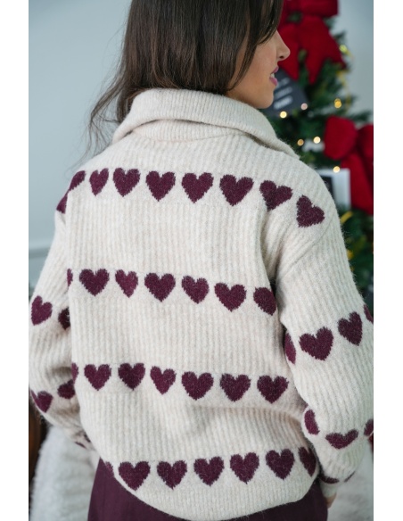 Pull Cœur Ecru HOLLIE
