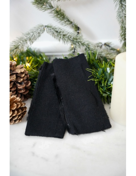 Mitaines Fourrure Noires LAUREN