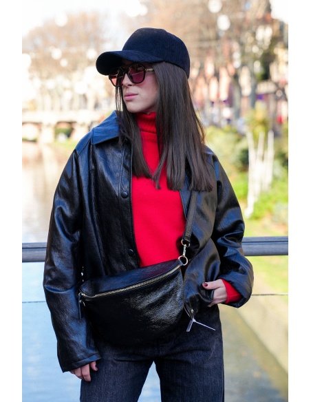 Veste Simili Noire SHADOW