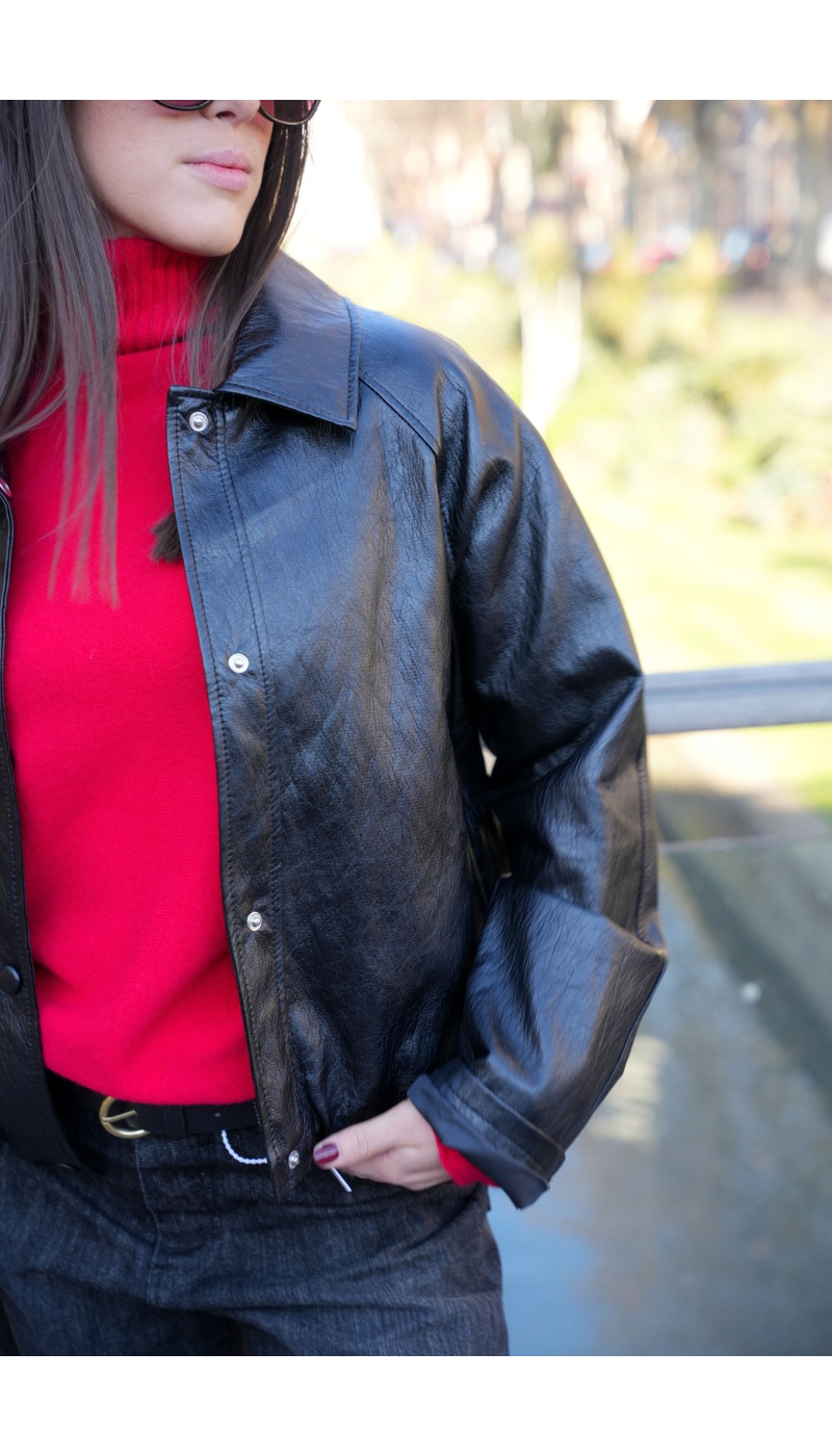 Veste Simili Noire SHADOW