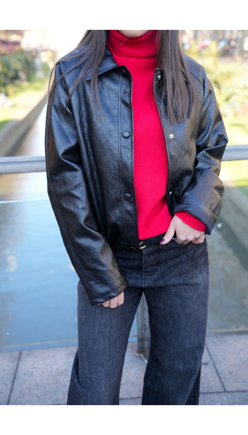 Veste Simili Noire SHADOW