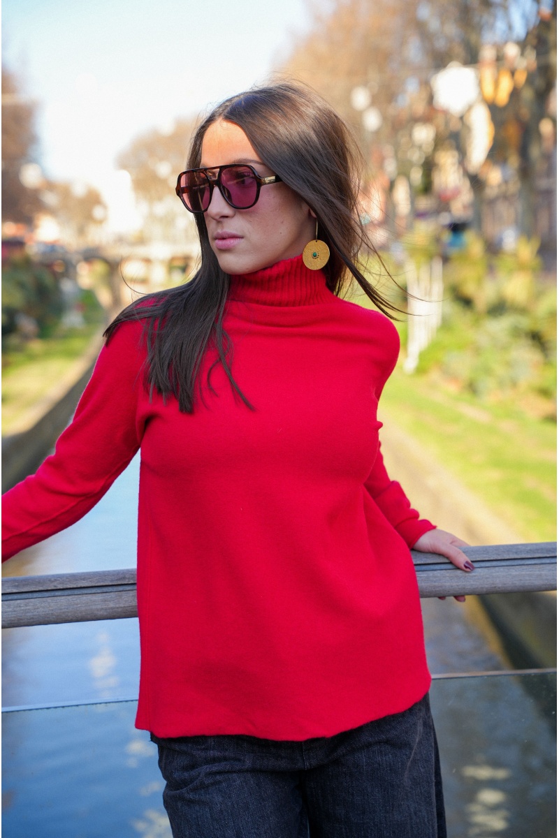 elisa moda COL ROUGE PULL FEMME