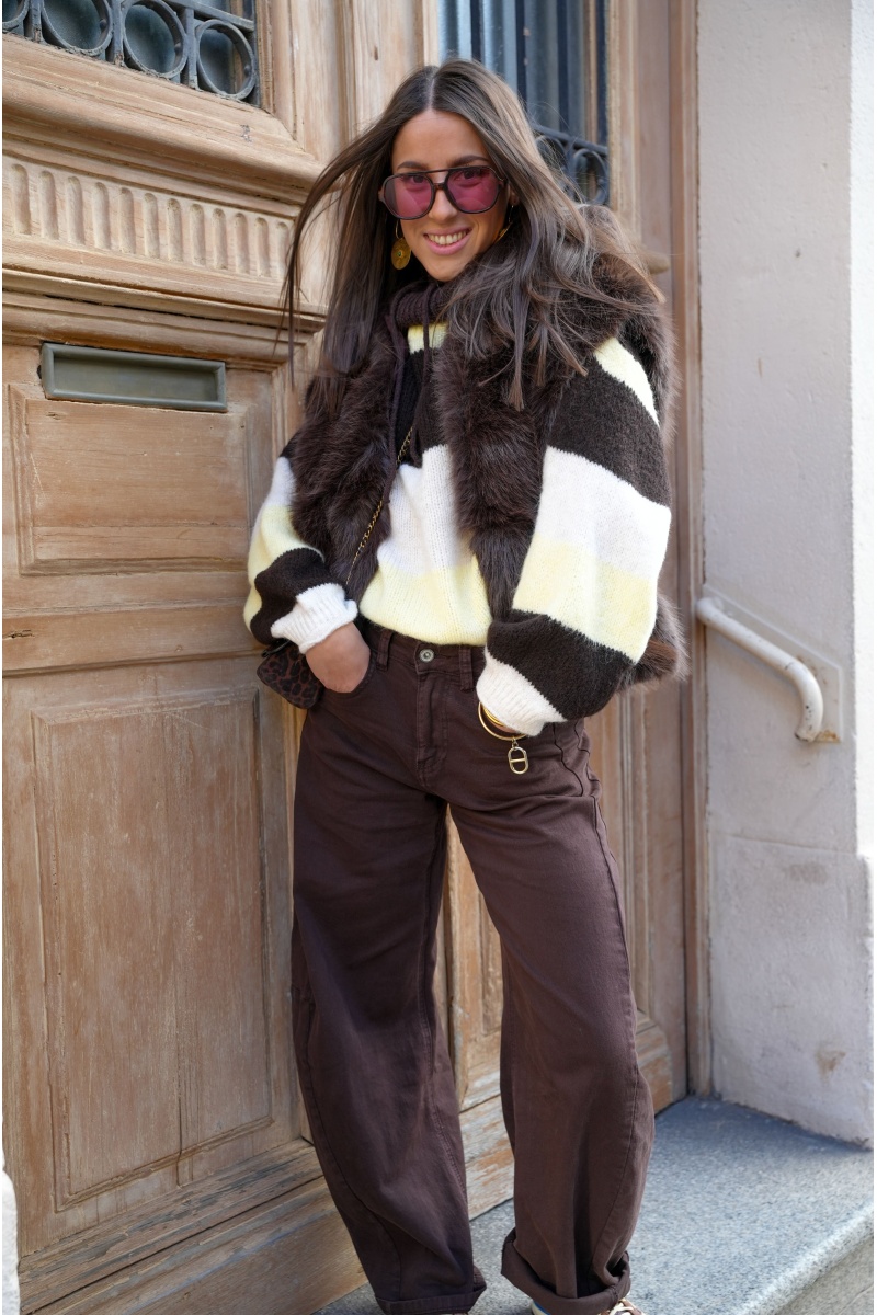 3d denim JEAN MARRON PANTALON FEMME 2