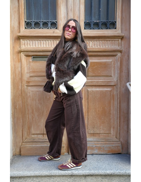 3d denim JEAN MARRON PANTALON FEMME