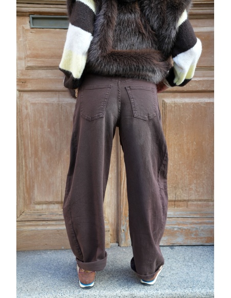 3d denim JEAN MARRON PANTALON FEMME