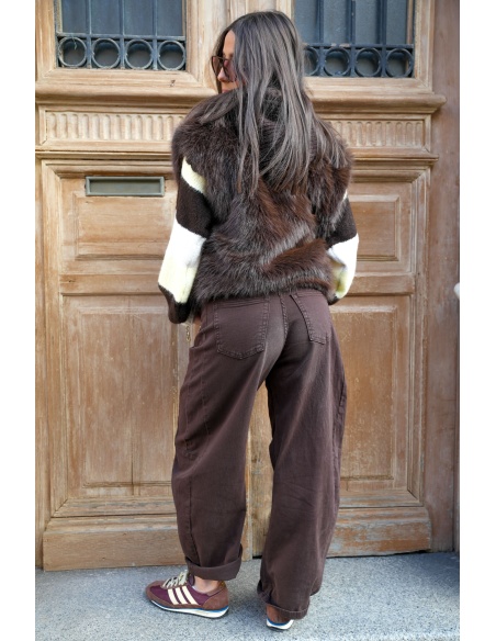 3d denim JEAN MARRON PANTALON FEMME