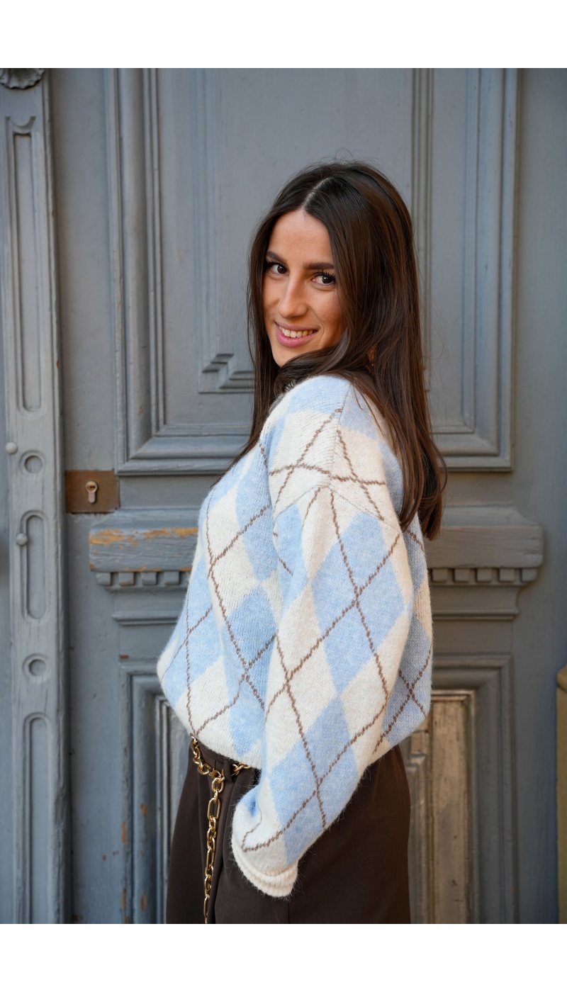 Pull Carreaux Bleu RIVER