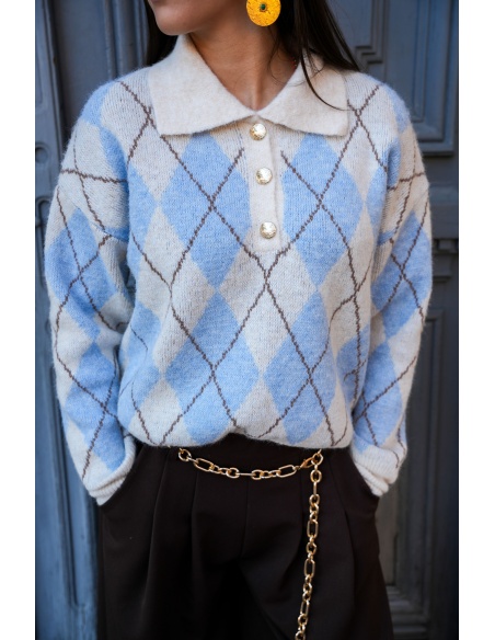 Pull Carreaux Bleu RIVER