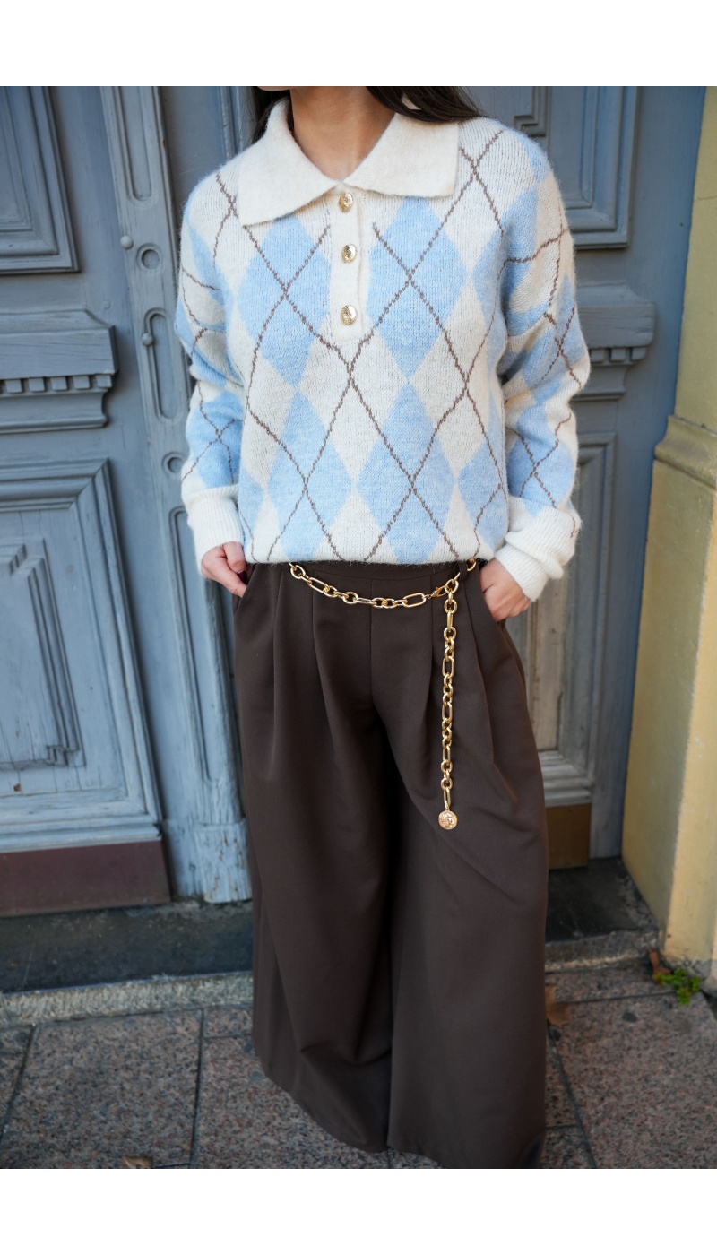 Pull Carreaux Bleu RIVER