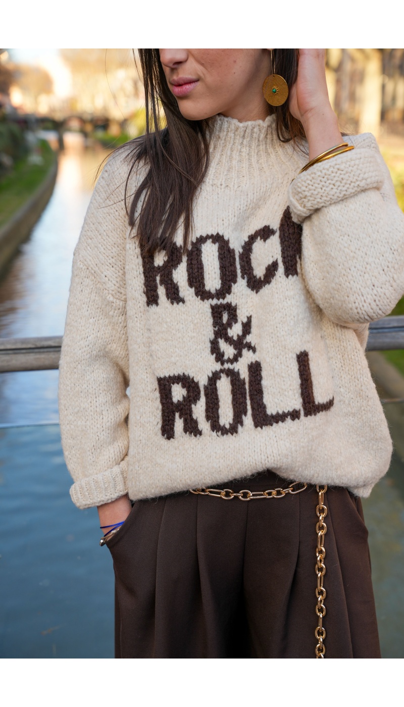 Pull Maille Ecru ROCK