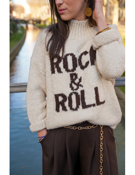 Pull Maille Ecru ROCK