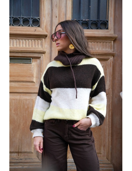 welove MARRON JAUNE PULL FEMME