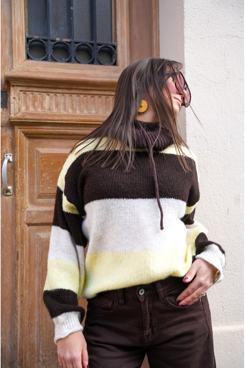 welove MARRON JAUNE PULL FEMME 2