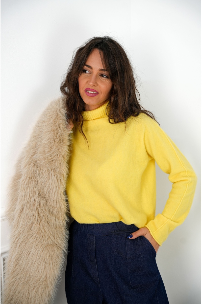 elisa moda COL JAUNE PULL FEMME