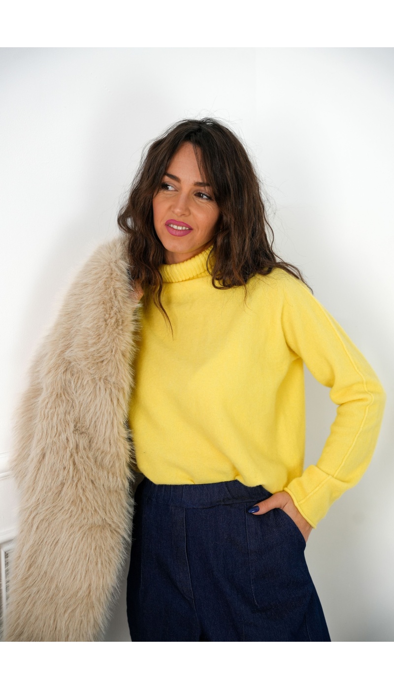 elisa moda COL JAUNE PULL FEMME