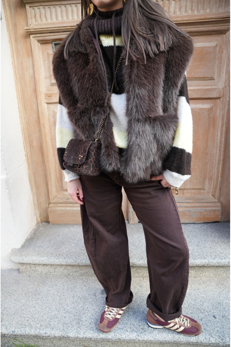 Lauremyx sarl FOURRU MARRON VESTES FEMME
