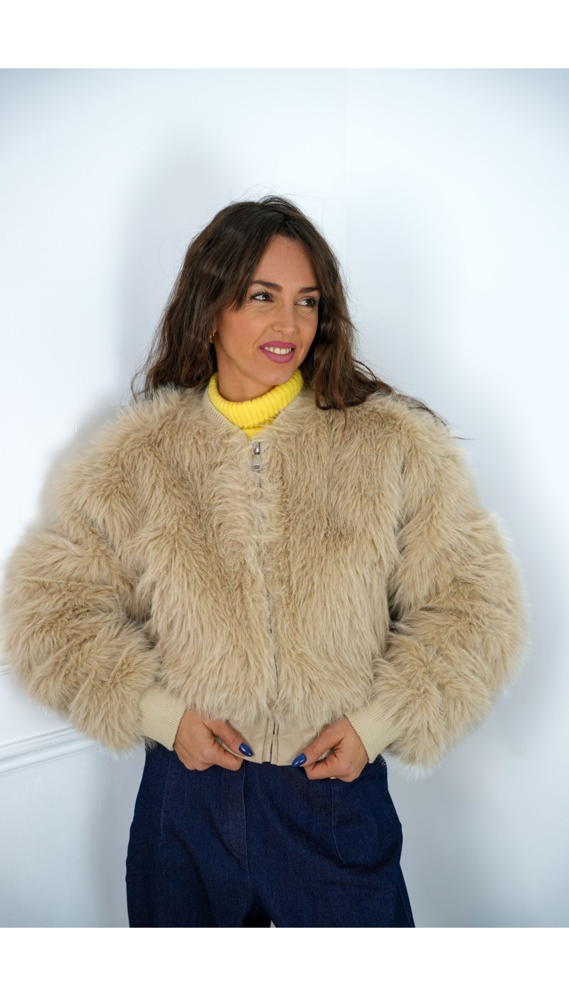 NANA MODA FOURRU BEIGE VESTES FEMME