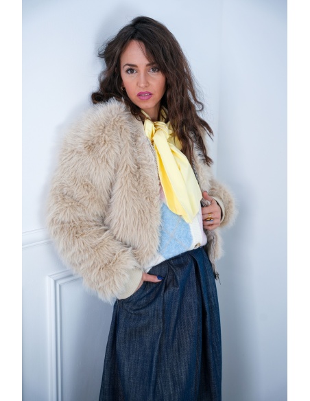 NANA MODA FOURRU BEIGE VESTES FEMME