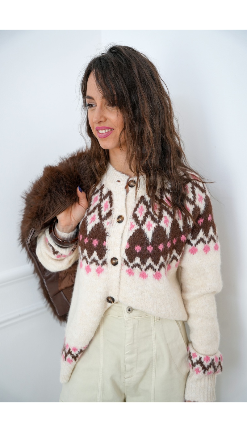 la tienda de alex ECRU ROSE GILET FEMME