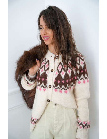 la tienda de alex ECRU ROSE GILET FEMME