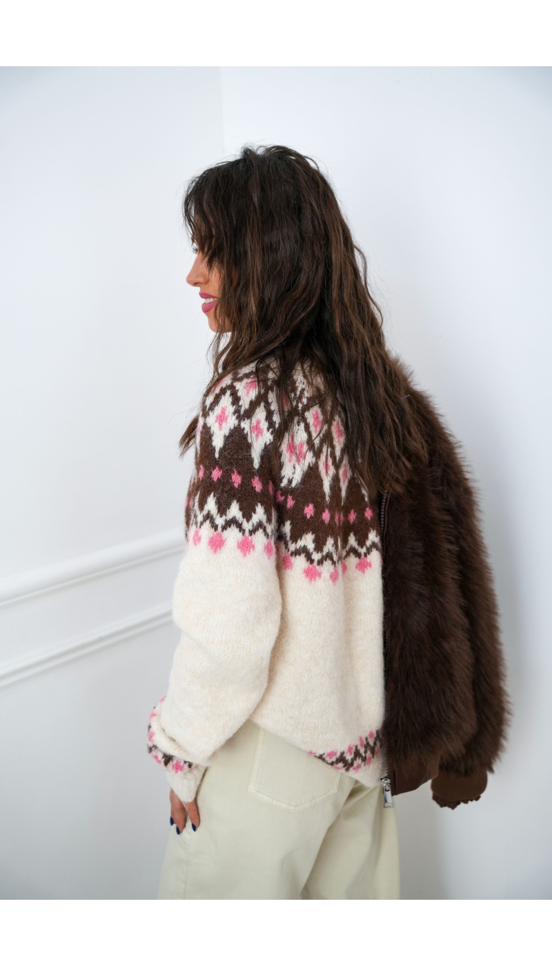 la tienda de alex ECRU ROSE GILET FEMME