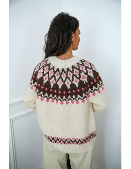 Gilet Motif Ecru LIDIA