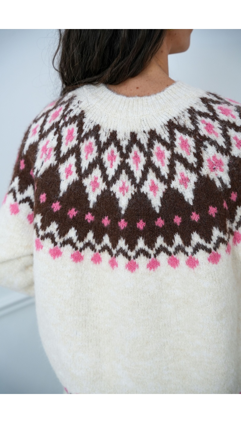 Gilet Motif Ecru LIDIA