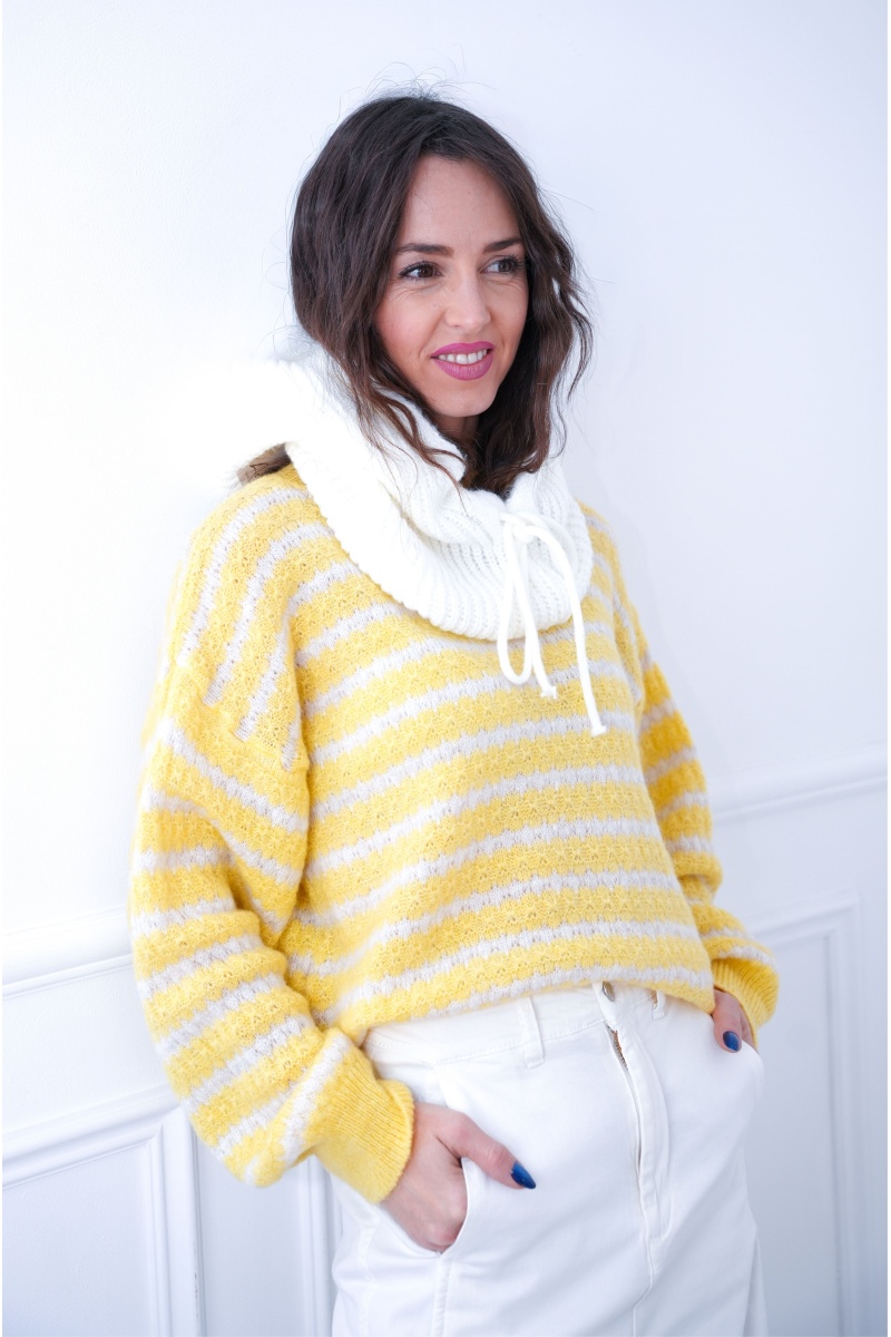 Pull Rayé Jaune BESS 2