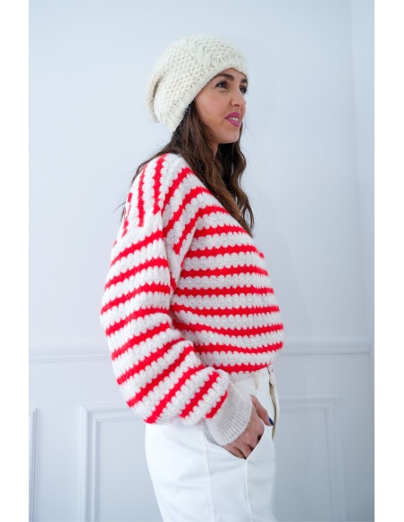 Pull Rayé Rouge BESS