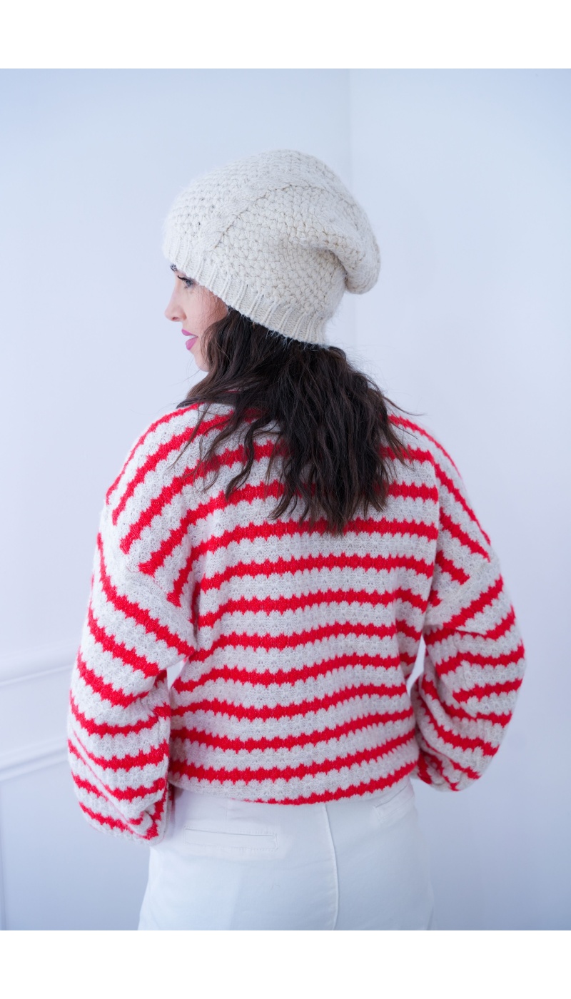 Pull Rayé Rouge BESS