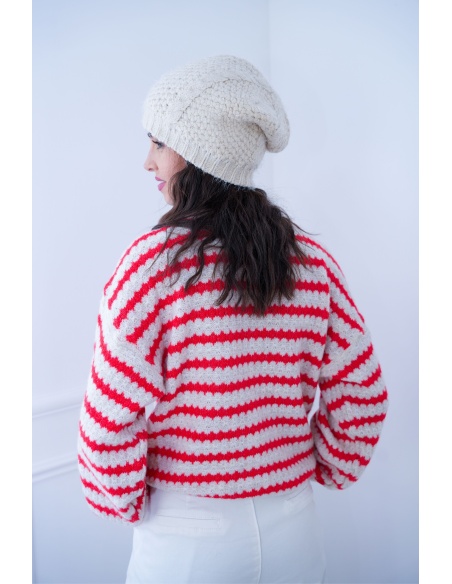 Pull Rayé Rouge BESS