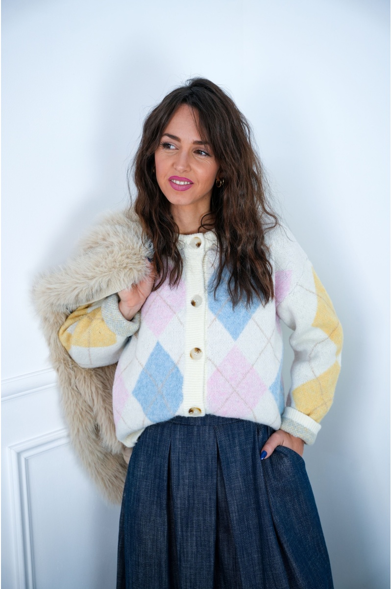 Gilet Carreaux Pastel LOUNA